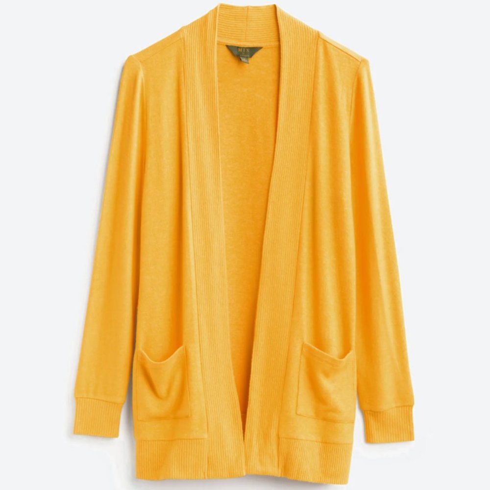Heather Brushed Knit Two Pocket Cardigan
